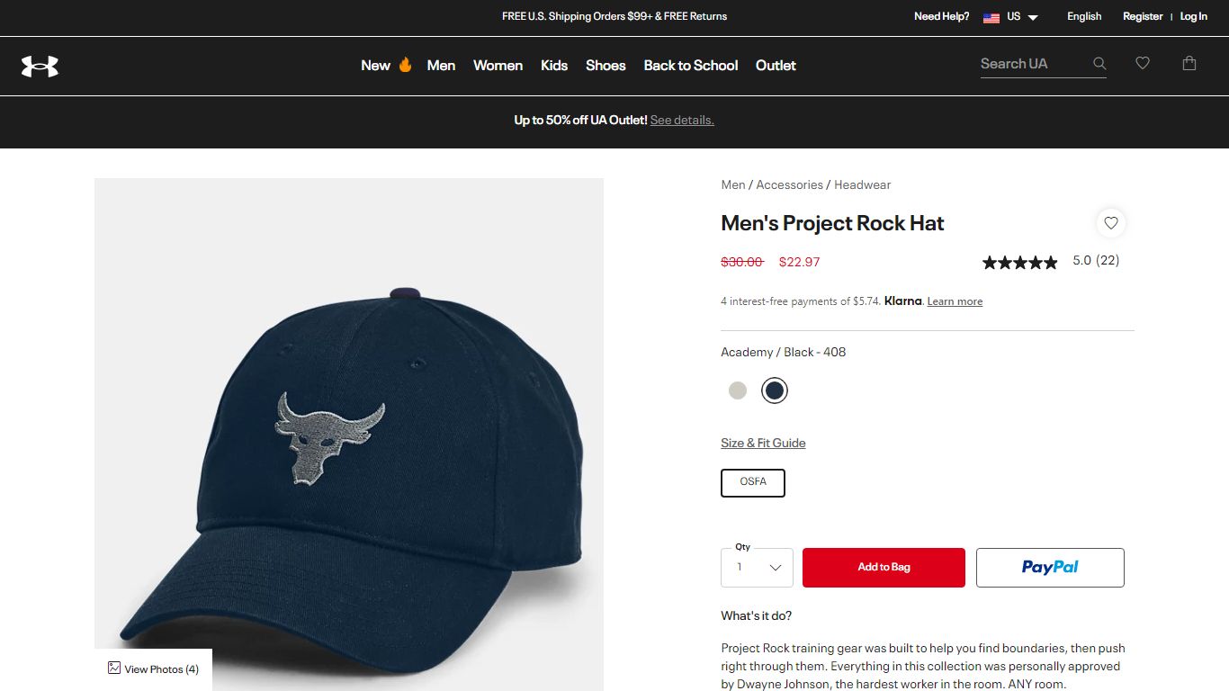 Men's Project Rock Hat | Under Armour